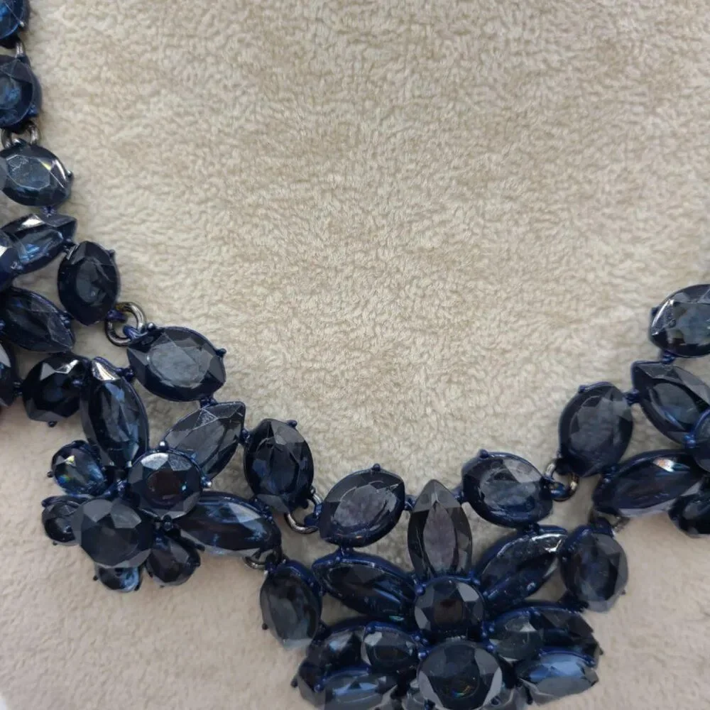 J Crew Navy Blue Stone Statement Necklace NWOT!
